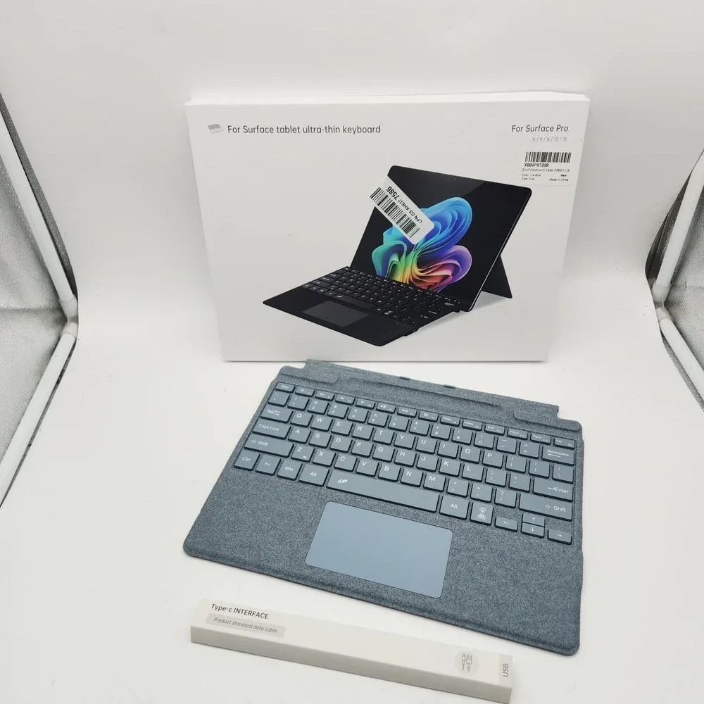 Zoof Keyboard Microsoft Surface Pro 8/9/10/11/X/Copilot+ Ice Blue Backlit